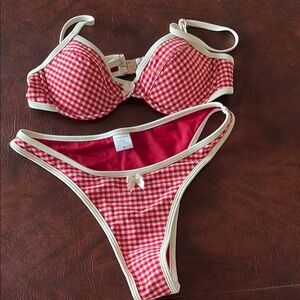 NEVER WORN Red Gingham Bikini Set